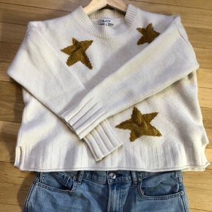 Made well cropped merino wool star sweater
